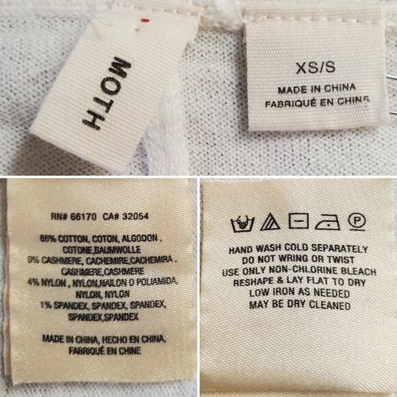 Moth (Anthropologie) cream open-front oversized cardigan, size XS/S Comfy/Cozy - Picture 7 of 10